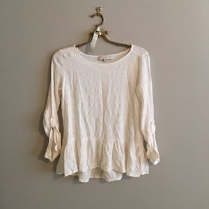 LOFT peplum swing top with stripe details